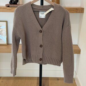 NWT Abercrombie & Fitch Chenille Short Cardigan - Taupe - XS